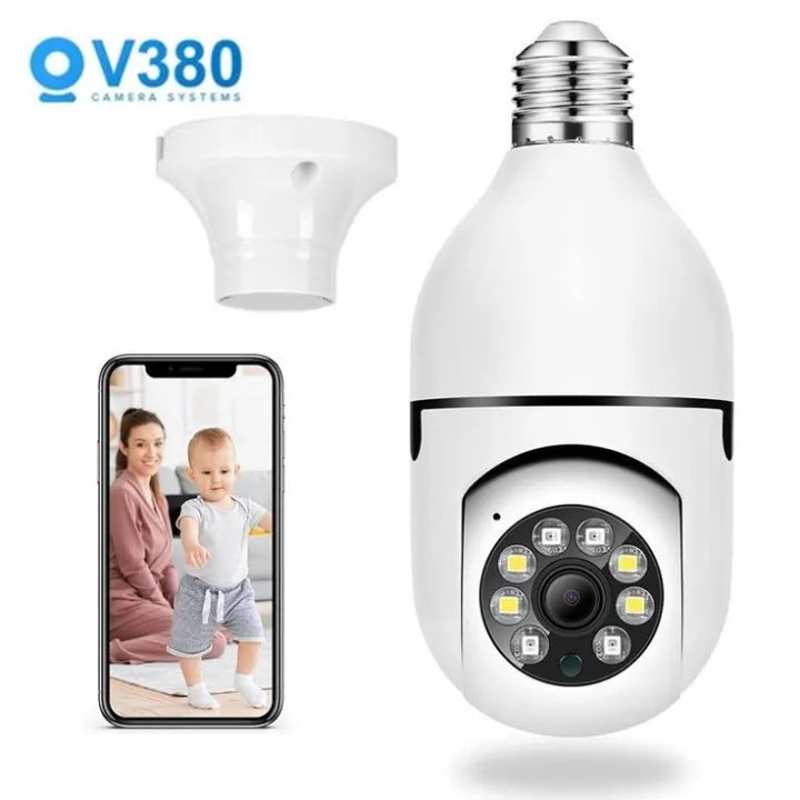 V380pro Wireless Security Camera, Wifi Bulb Camera 1080p PTZ 360° Orginal HD Resolution Waterproof