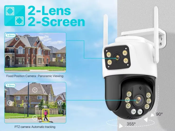 V380pro 4K 8MP HD Wifi PTZ Camera Outdoor 6MP Dual Lens Dual Screen
