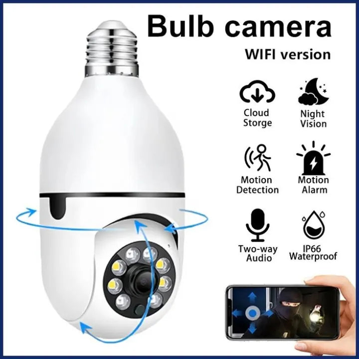 V380pro Wireless Security Camera, Wifi Bulb Camera 1080p PTZ 360° Orginal HD Resolution Waterproof